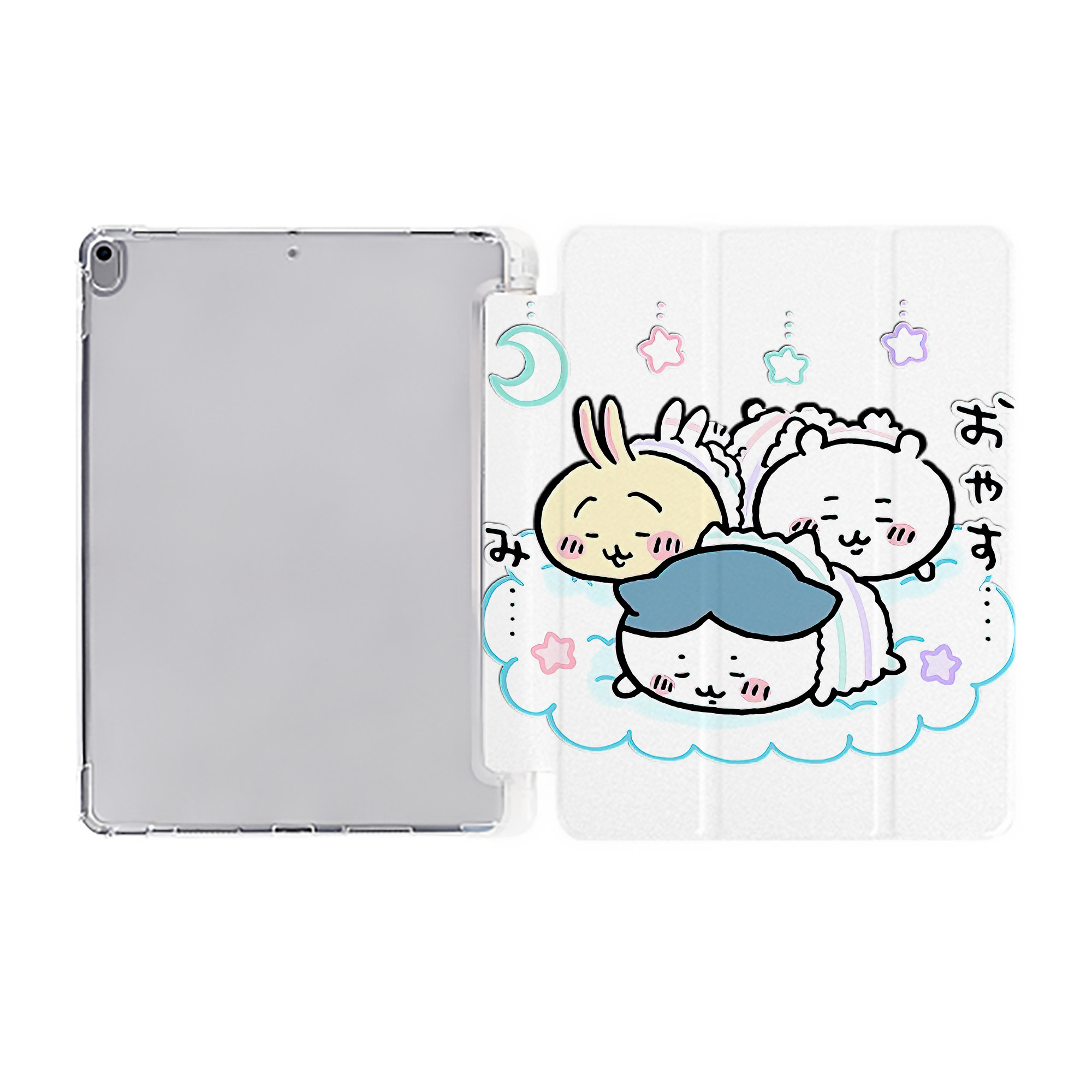（画像用） ちいかわ ハチワレ Chii-kawa hachiware IPad ケース ペン収納付き 三つ折りスタンド PUレザー×シリコン 対応機種9.5/10.5/10.9インチ